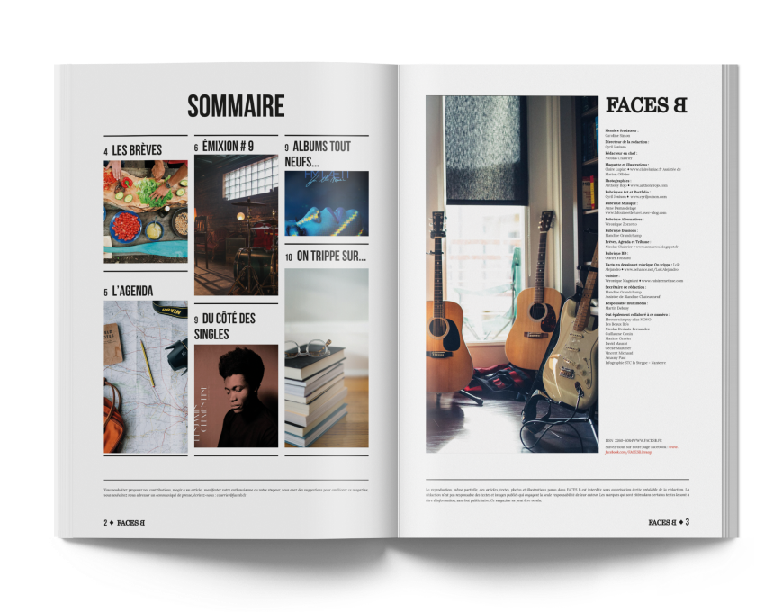 Mockup de page du magazine Faces B